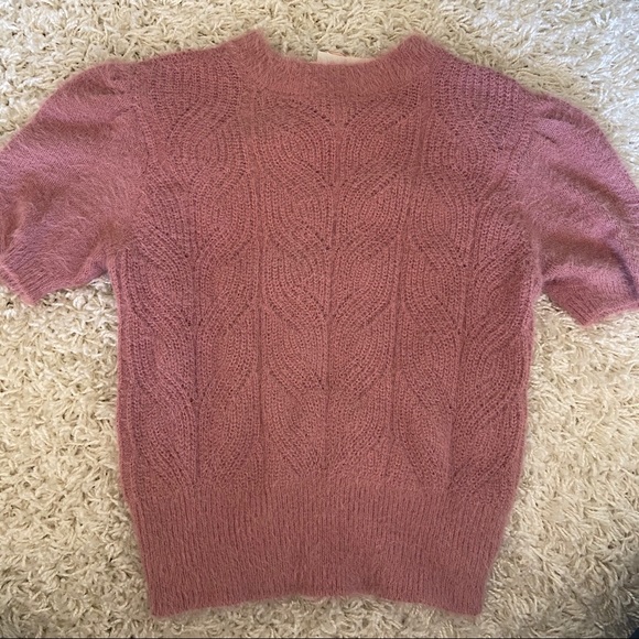 Fuzzy Pink Cable-Knit Sweater - Picture 2 of 4
